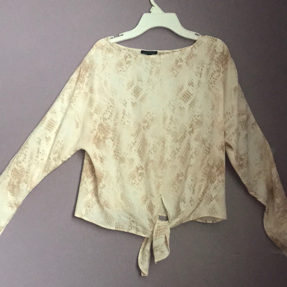 Dynamite Long Sleeve Tie Long Sleeve Blouse
